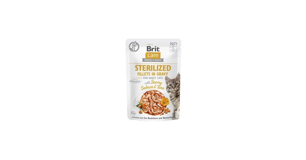 Brit Care Cat Fillets in Gravy Steril. Salmon&Tuna 85g Nízká Cena