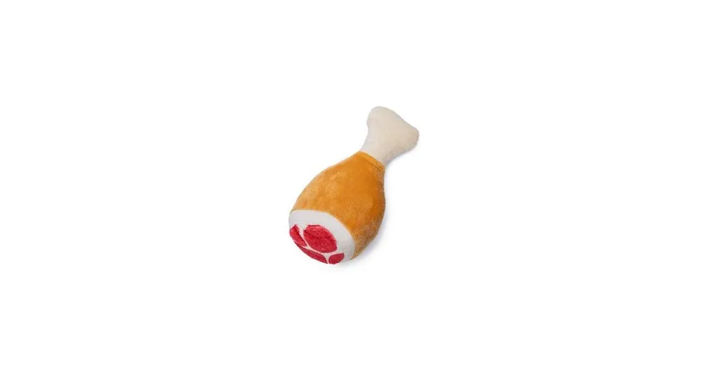 Horká Nabídka Hračka pes Kuřecí stehno pískací 14x8x6 cm plyš KAR