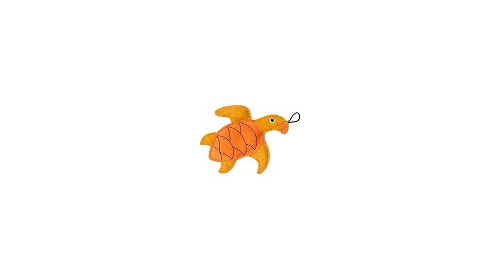 Hračka pes LEATHER TURTLE kůže,oranžová 21cm Kiwi Speciální Cena