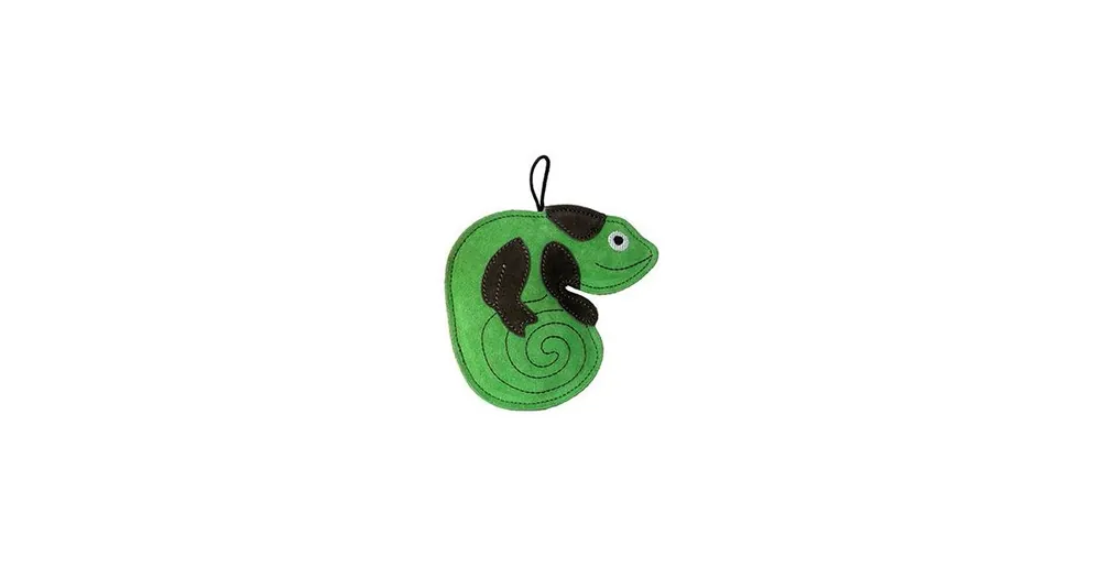 Víkendová Akce Hračka pes LEATHER CHAMELEON kůže,zelená 16cm Kiwi