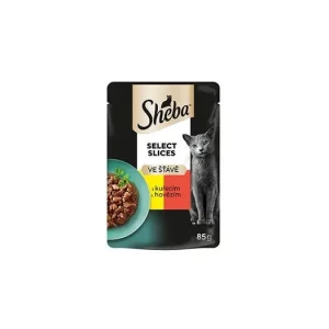 Výprodej Sheba kapsa s kuřecím a hovězím ve šťávě 85g