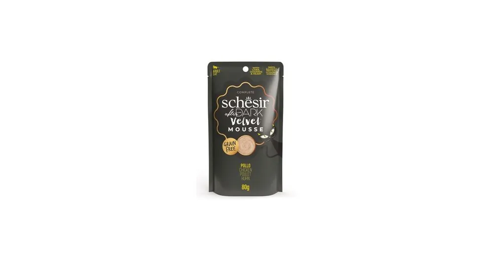Zlevněný Schesir Cat kapsa After Dark Velvet Mousse kuře 80g