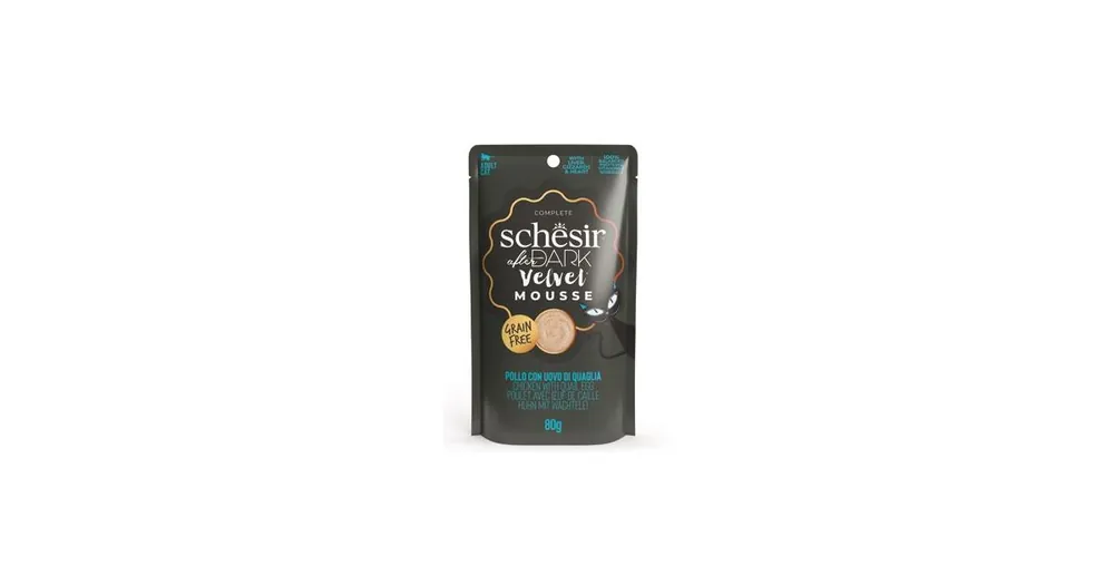 Rychlé Dodání Schesir Cat kapsa After Dark Velv.Mousse kuře/vejce80g