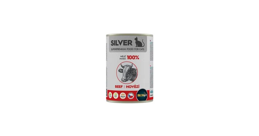 Sleva IRONpet Silver Cat Beef konzerva 400g