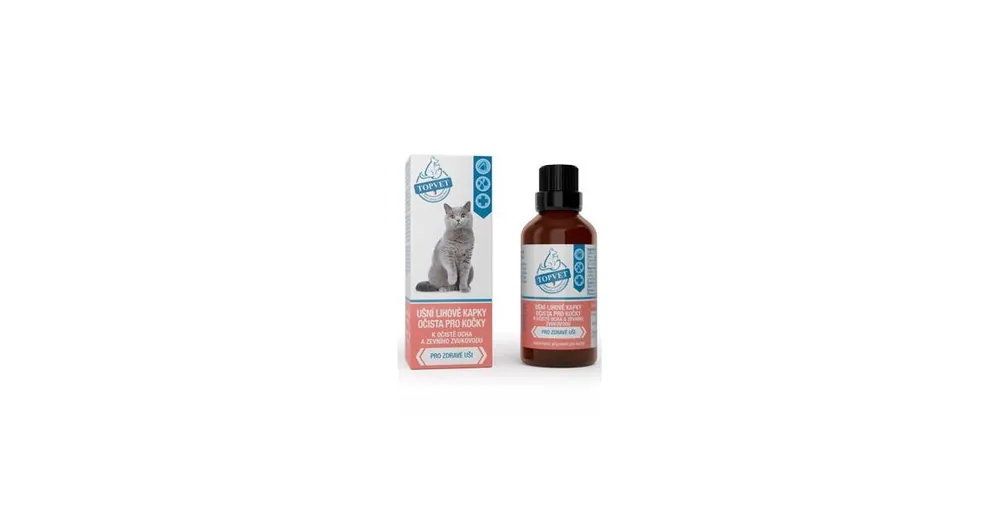 Aktuální Ušní lihové kapky očista pro kočky TOPVET 50ml
