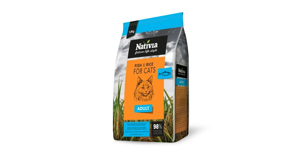 Rychlé Dodání Nativia Cat Adult FISH&RICE 1,8 kg