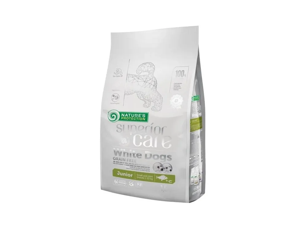 Cenová Bomba Nature‘s Protection Superior Care Dog Dry White Dogs Junior Small Breeds Grain Free White Fish 1,5 kg