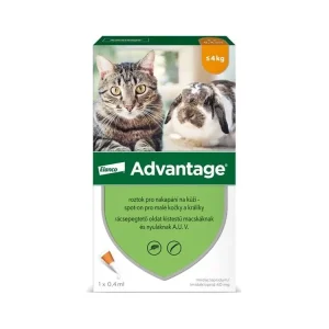 Advantage 40mg pro malé kočky a králíky, 1x 0,4ml roztok pro nakapání na kůži - spot-on, oranžový Nejprodávanější