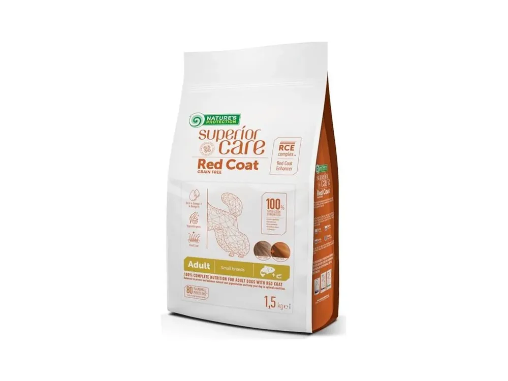 Nature‘s Protection Superior Care Dog Dry Red Coat Adult Mini Breed Grain Free Salmon 1,5 kg Must-Have
