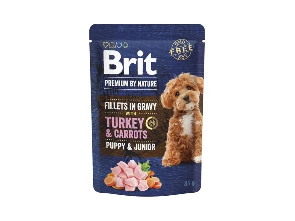 Brit Premium by Nature Dog kapsička Puppy & Junior Fillets in Gravy with Turkey & Carrots 85 g Nakupujte Hned