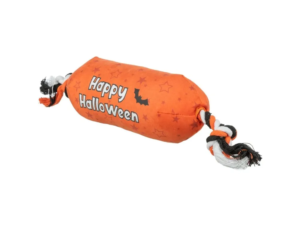 Ihned K Objednání Válec HALLOWEEN, plyšová hračka se zvukem, na laně, 30 cm, oranžová - LIMITOVANÁ NABÍDKA