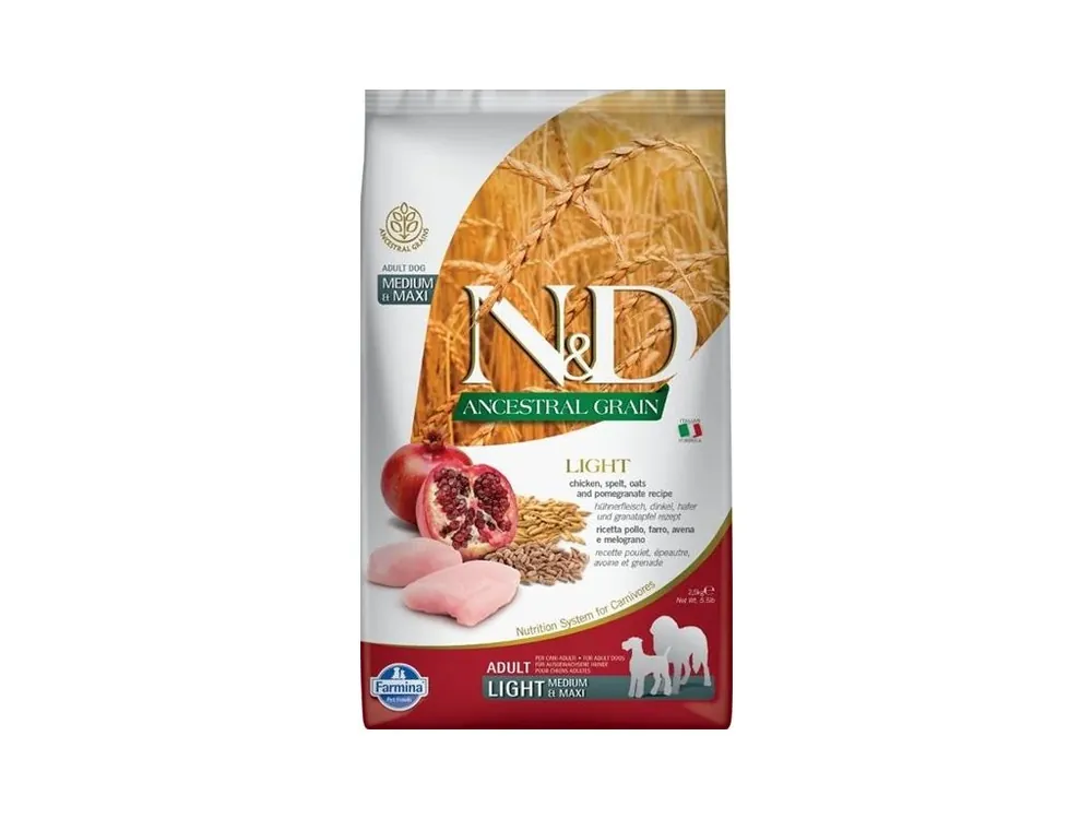 Vrácení Zdarma N&D ANCESTRAL GRAIN Dog LG Chicken, Spelt, Oats & Pomegranate Adult Medium & Maxi 2,5 kg