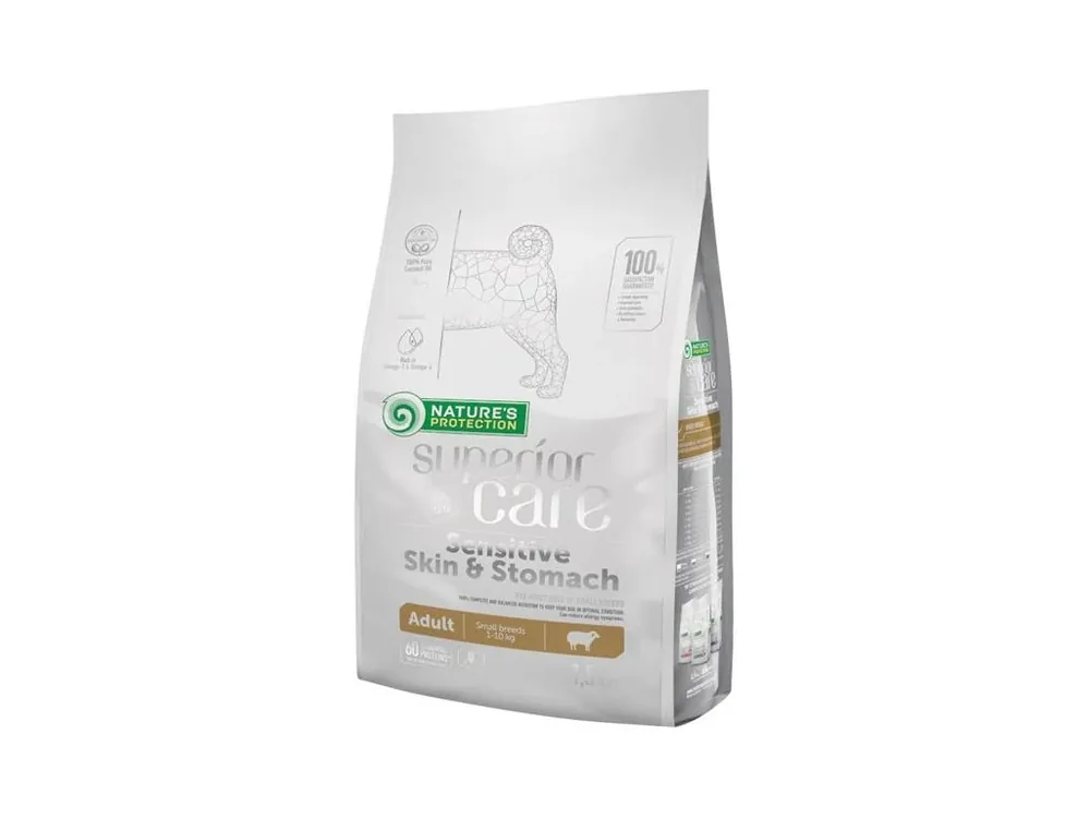 Nová Kolekce Nature‘s Protection Superior Care Dog Dry Sensitive Adult Small Breeds Lamb 1,5 kg