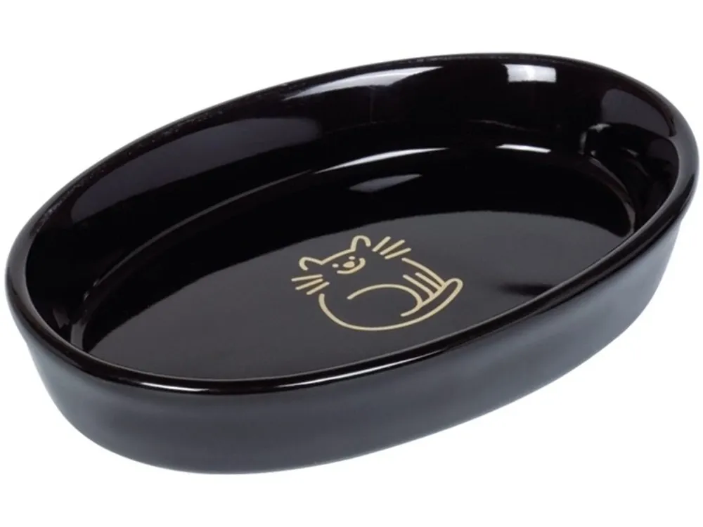Nobby GOLDEN CAT oválná keramická miska černá se zlatým vzorem 17x11x2,5cm/0,12l Levný