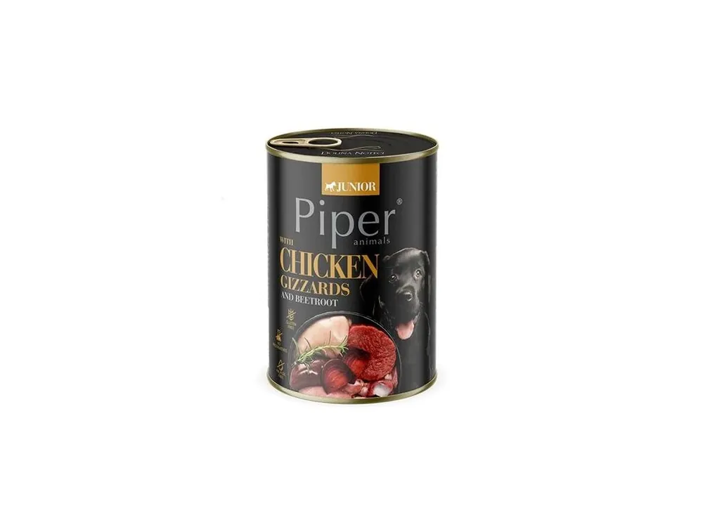 NEW PIPER JUNIOR s kuřecími žaludky a červenou řepou, konzerva pro štěňata, 400 g Pouze Dnes