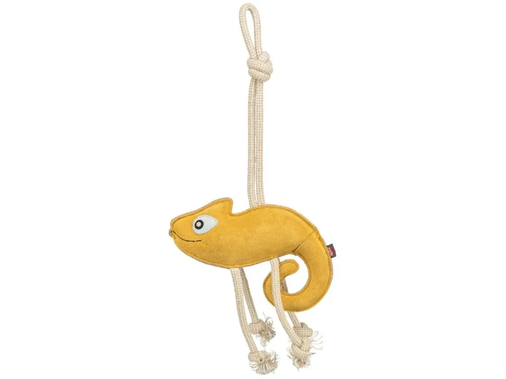 Koupit Online Chamelion - chameleon na laně, 45 cm, hračka pro psy, 100% pravá kůže/lano, žlutá