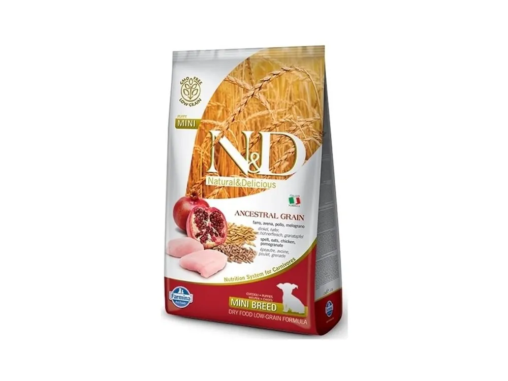 Jen Po Omezenou Doba N&D ANCESTRAL GRAIN Dog LG Chicken, Spelt, Oats & Pomegranate Puppy Mini 2,5 kg