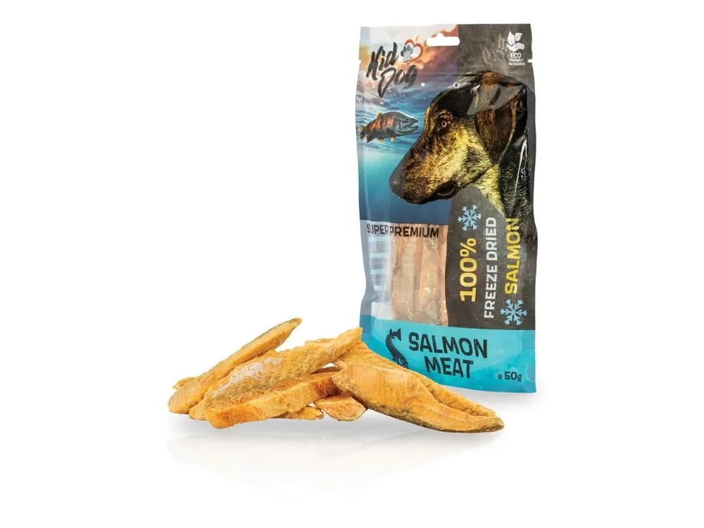 Horká Nabídka KIDDOG SUPER PREMIUM 100% losos - kusy čistého masa z lososa sušené mrazem 50 g