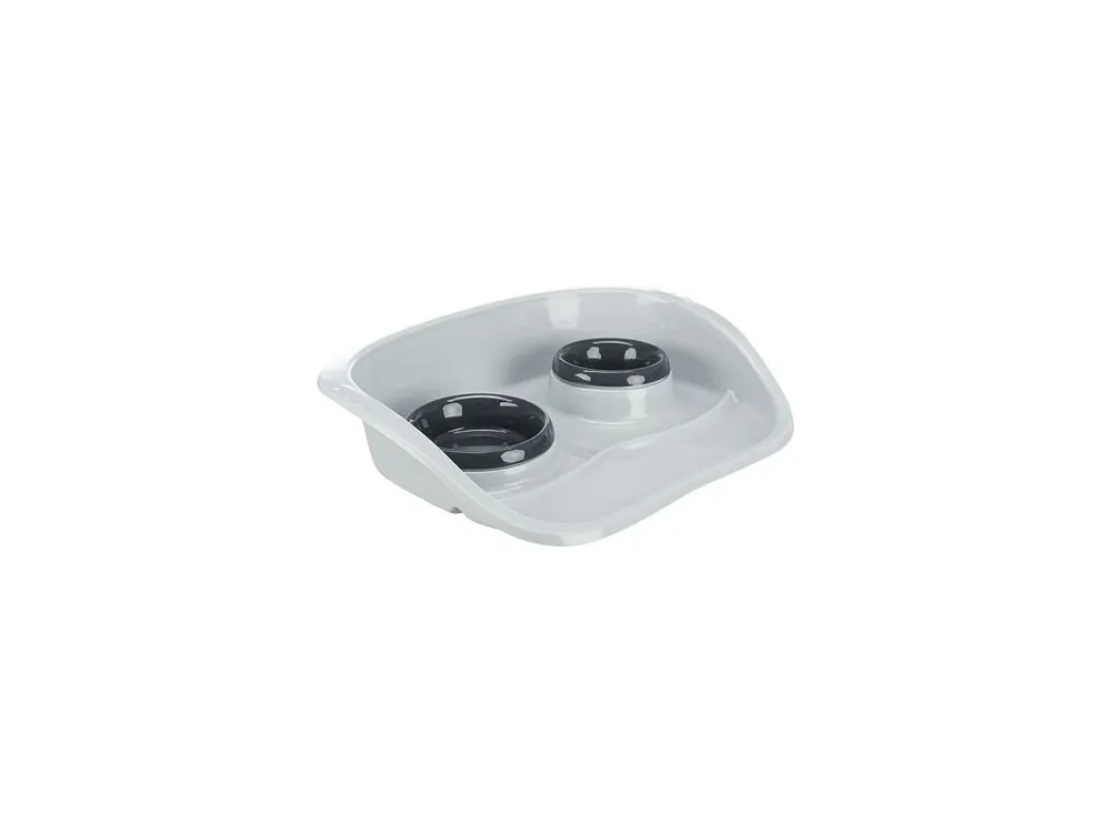 Plastový bar se 2 miskami (0,25 l/ 9cm a 0,3 l/11cm), 46x11x30 cm, šedá/různé Objednat Nyní