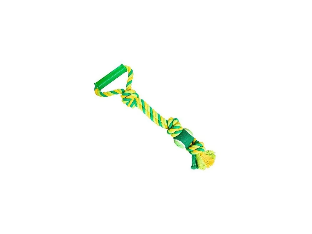 Akce Přetahovadlo s rukojetí HipHop 3 uzly, tenisák 45 cm / 310 g limetová, zelená