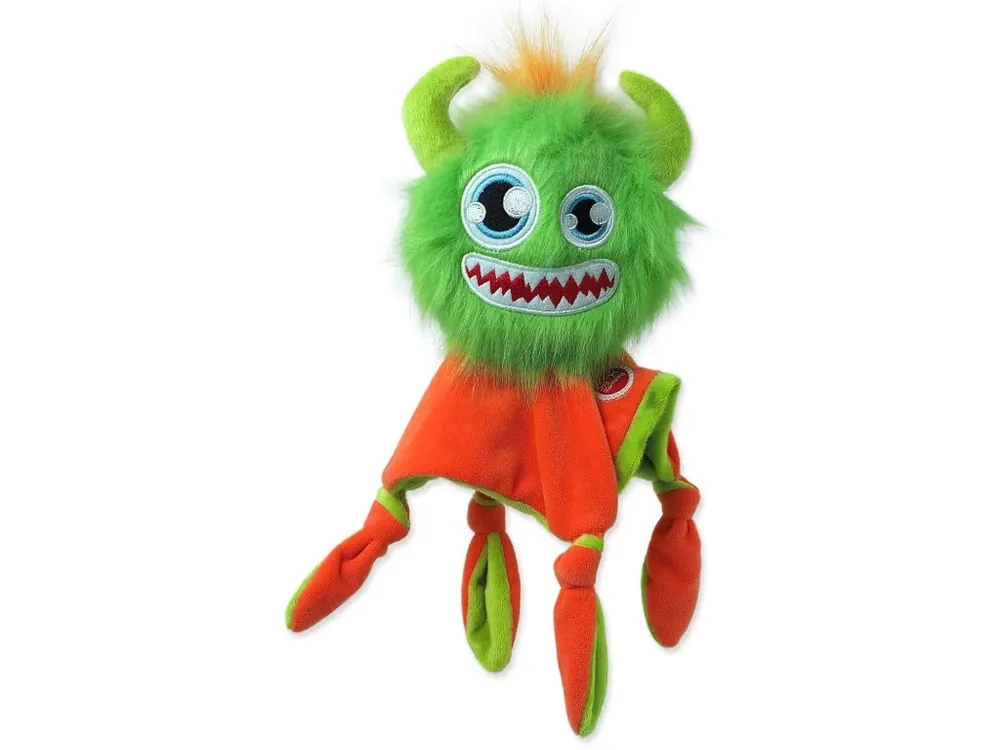 Hračka Dog Fantasy Monsters strašidlo pískací chlupaté zelené s dečkou 28 cm Vrácení Zdarma