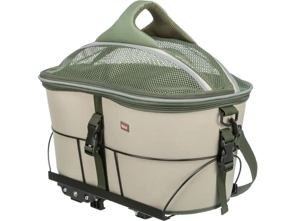 Transportní koš na nosič, polyester, 33 x 40 x 34 cm, olivově zelená/béžová Expresní Doručení