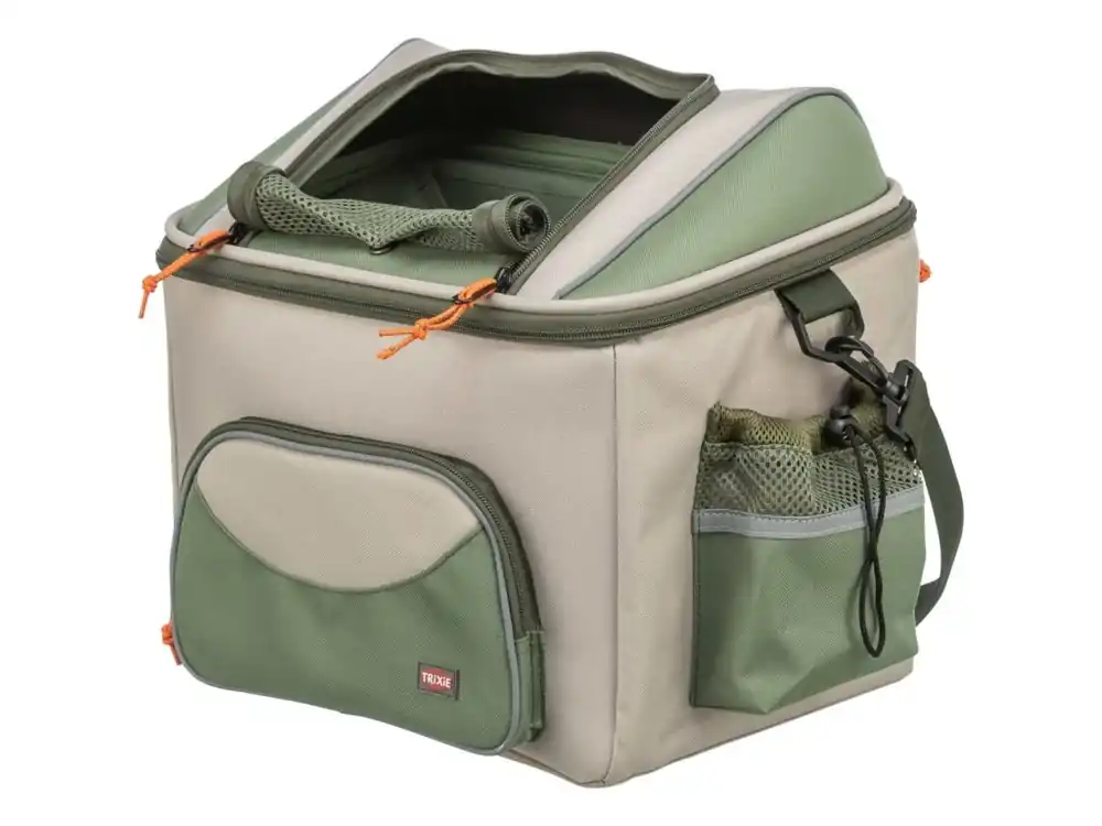 Koupit Online Transportní koš na nosič, polyester, 48 x 40 x 34 cm, olivově zelená/béžová