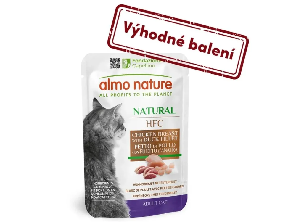 Almo Nature HFC Natural - Kuřecí prsa a kachní filet 55g výhodné balení 24ks Pouze Dnes