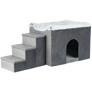 Cenově Výhodný Interiérová boudička HARVEY se schůdky 119x47×50 cm, úložný prostor, šedá