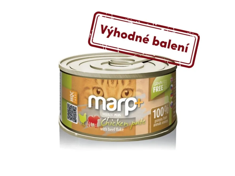 Marp Holistic Plus konzerva pro kočky - Kuřecí paté s hovězími kousky 24x70g Nakupujte Hned