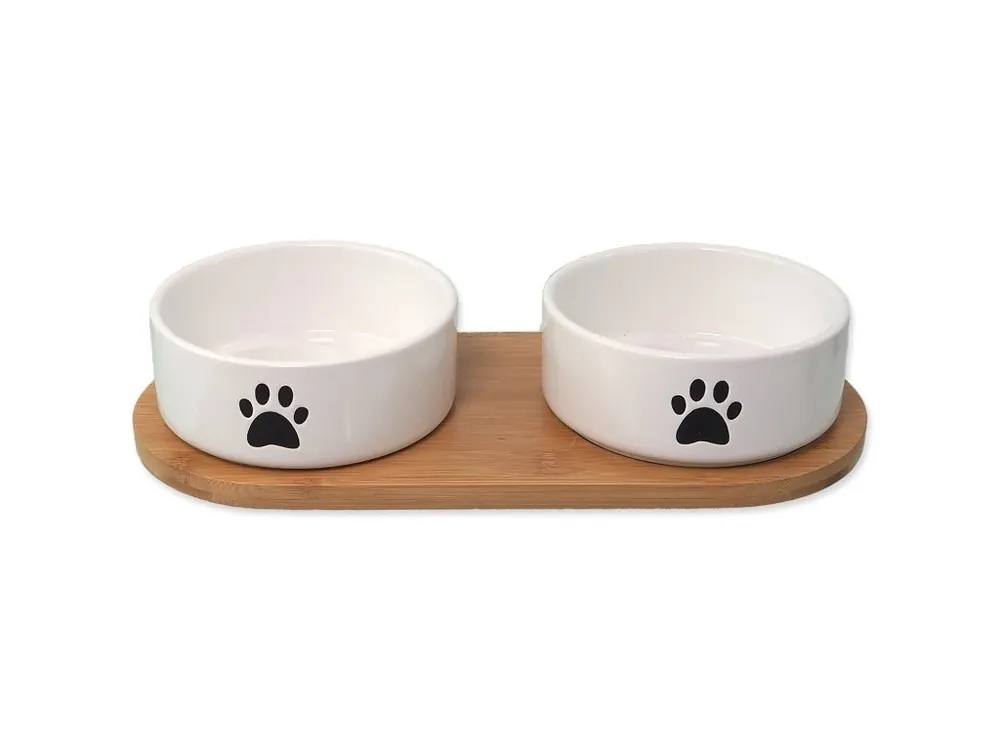 Set Dog Fantasy misky keramické s podtáckem bílé tlapka 2x 13x5,5cm, 400ml Finální Výprodej