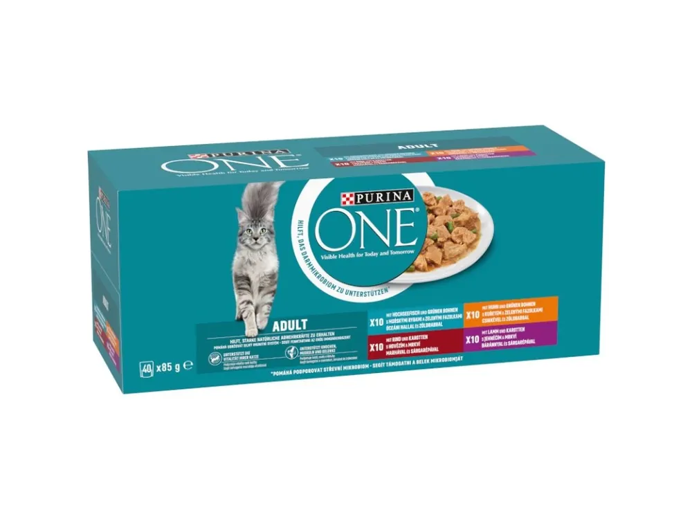Časově Omezené Purina ONE Adult Minifiletky jehněčí, mořské ryby, kuře a hovězí 40 × 85 g