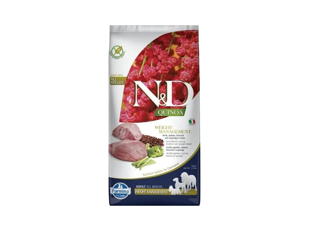 N&D QUINOA Dog GF Weight Management Lamb & Broccoli Adult Medium & Maxi 7 kg Akce
