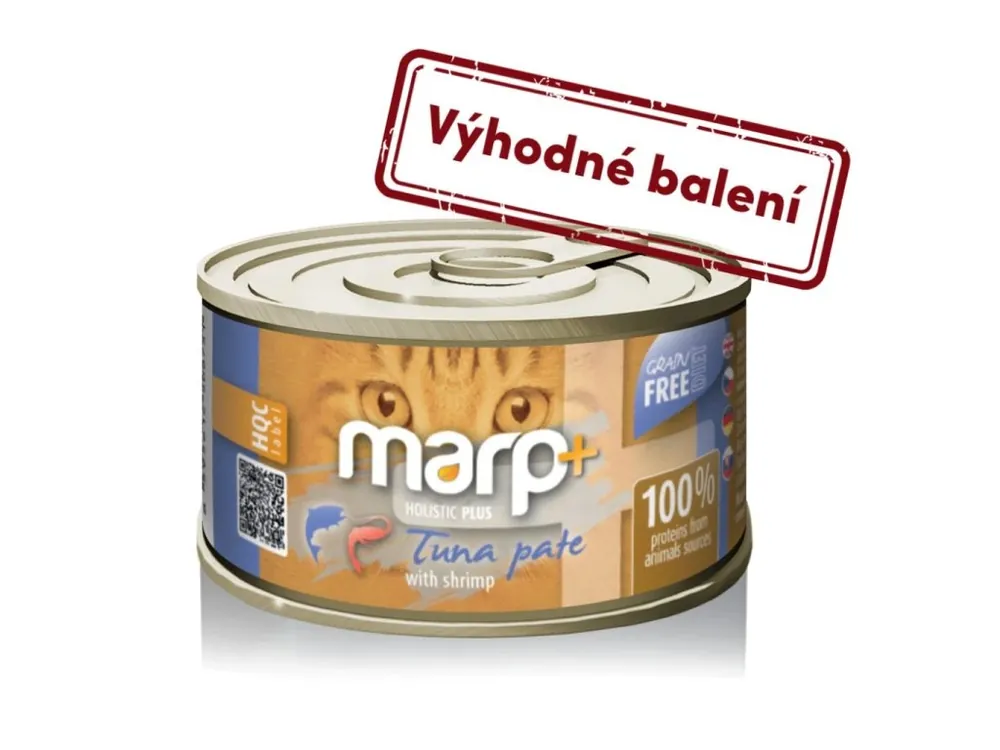 Objednat Nyní Marp Holistic Plus konzerva pro kočky – Tuňákové paté s krevetami 24x70g