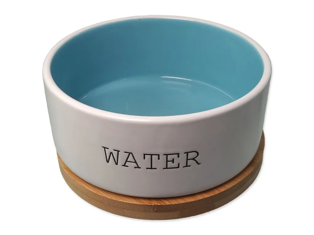 Miska Dog Fantasy keramická WATER bílá/modrá s podtáckem 16x6,5 cm, 850 ml Nová Kolekce