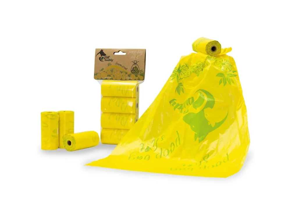 Pouze Dnes PetBuddy sáčky na exkrementy CITRON 4 role/ á 20 sáčků s potiskem a vůní