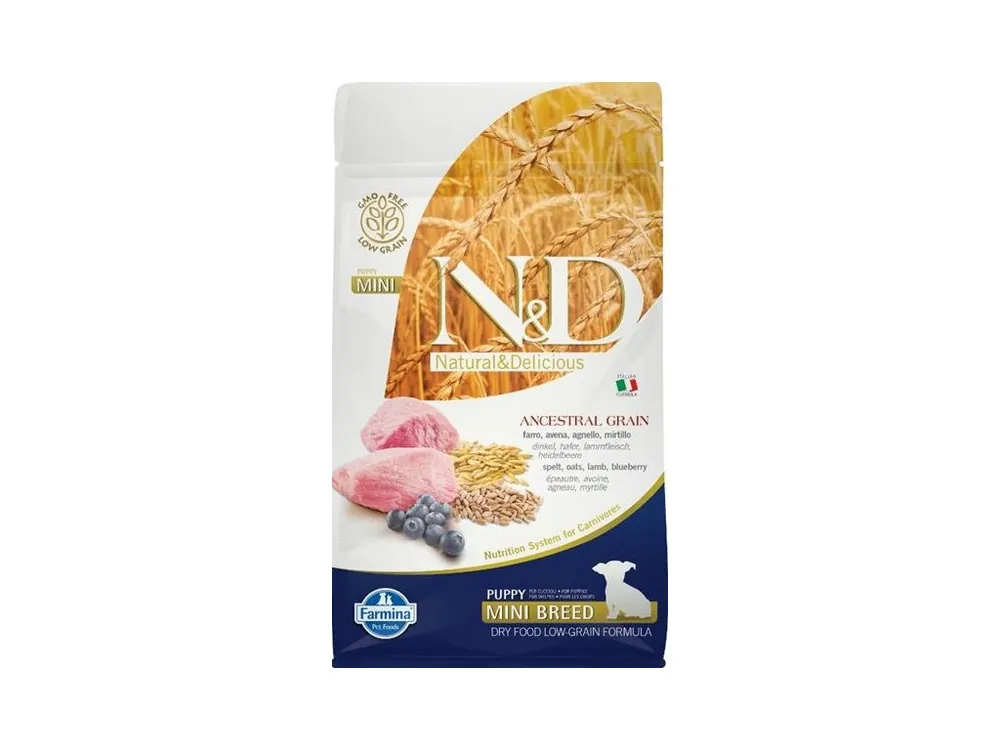 N&D ANCESTRAL GRAIN Dog LG Lamb, Spelt, Oats & Blueberry Puppy Mini 800 g Kup Teď