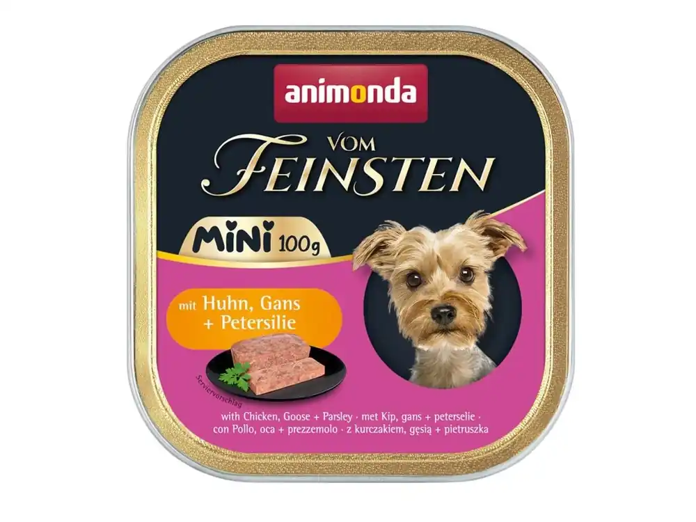 Koupit Online ANIMONDA paštika Vom Feinsten MINI - kuře, husa, petržel pro psy 100 g