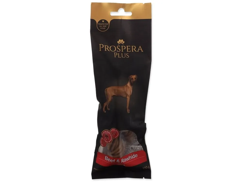 Horká Nabídka Pochoutka Prospera Plus Hovězí a surová kůže kroucená tyčinka 1 ks (15 cm)