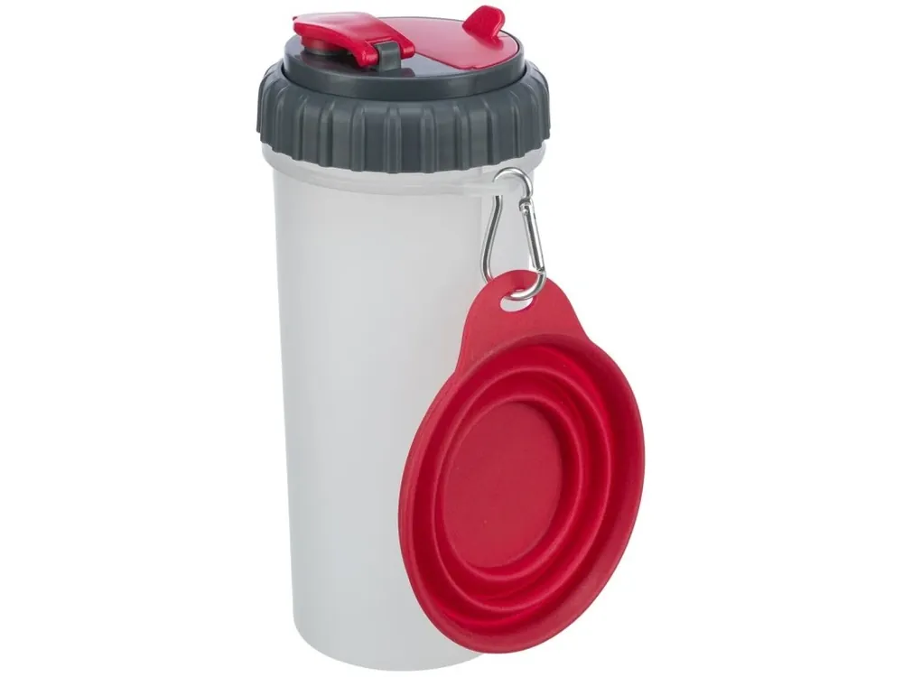 Akce Cestovní zásobník na vodu a krmivo, včetně misky, 2 × 0.35 l/o11 × 23 cm