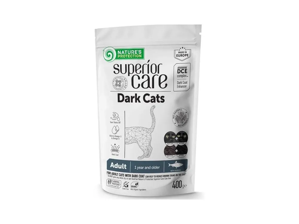 Nature‘s Protection Cat Dry Superior Care Dark Adult GF Herring 400 g Novinka