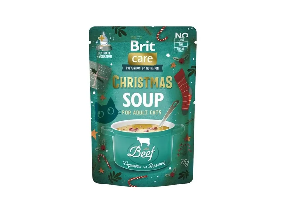 Sezónní Sleva Brit Care Cat Christmas Beef Soup with carrot, peas and rosemary 75 g