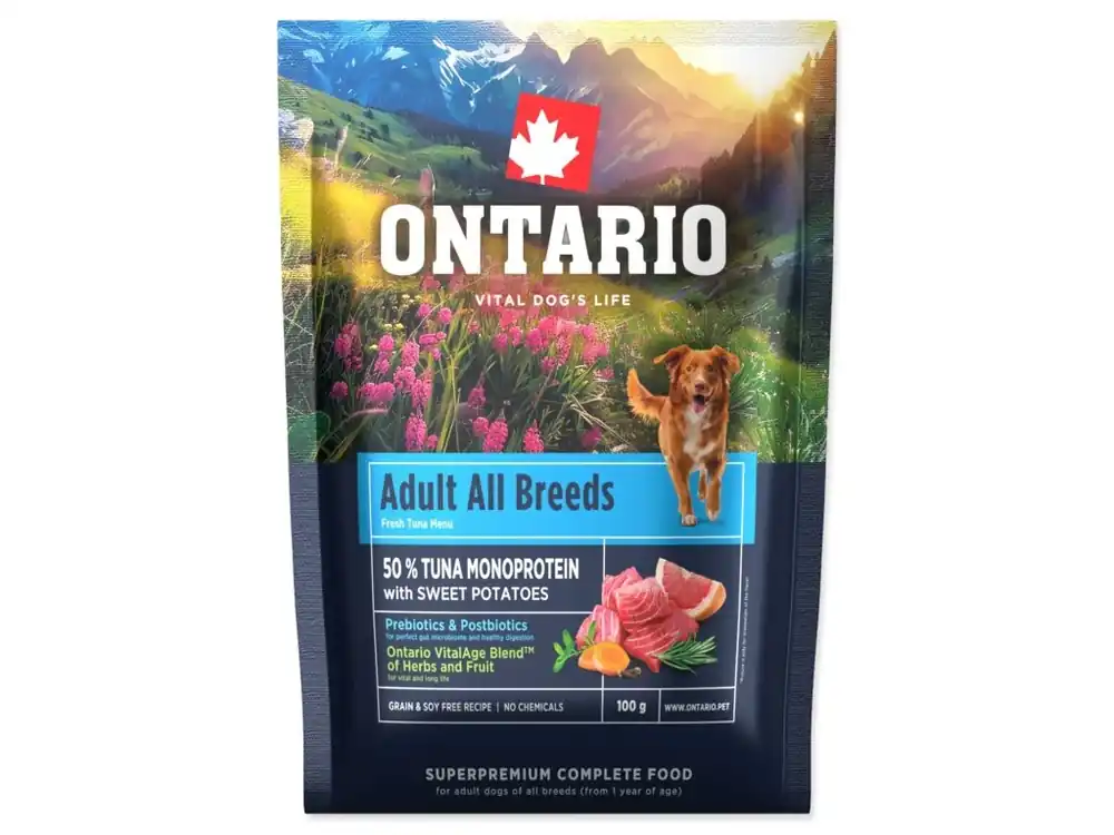 Nejprodávanější Vzorek Ontario Adult All Breeds Monoprotein Tuna & Sweet Potatoes 0,1kg