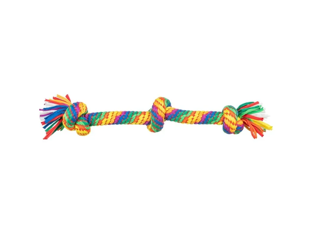 Hrací činka / přetahovadlo 45 cm, 3 uzly, multikolor - LIMITOVANÁ NABÍDKA Sezónní Sleva