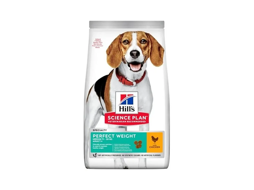 Časově Omezené Hill‘s Science Plan Canine Adult Perfect Weight Medium Chicken 12 kg