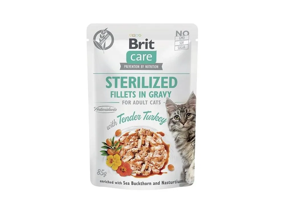 Ověřený Brit Care Cat kapsička Fillets Gravy Sterilised with Tender Turkey 85 g