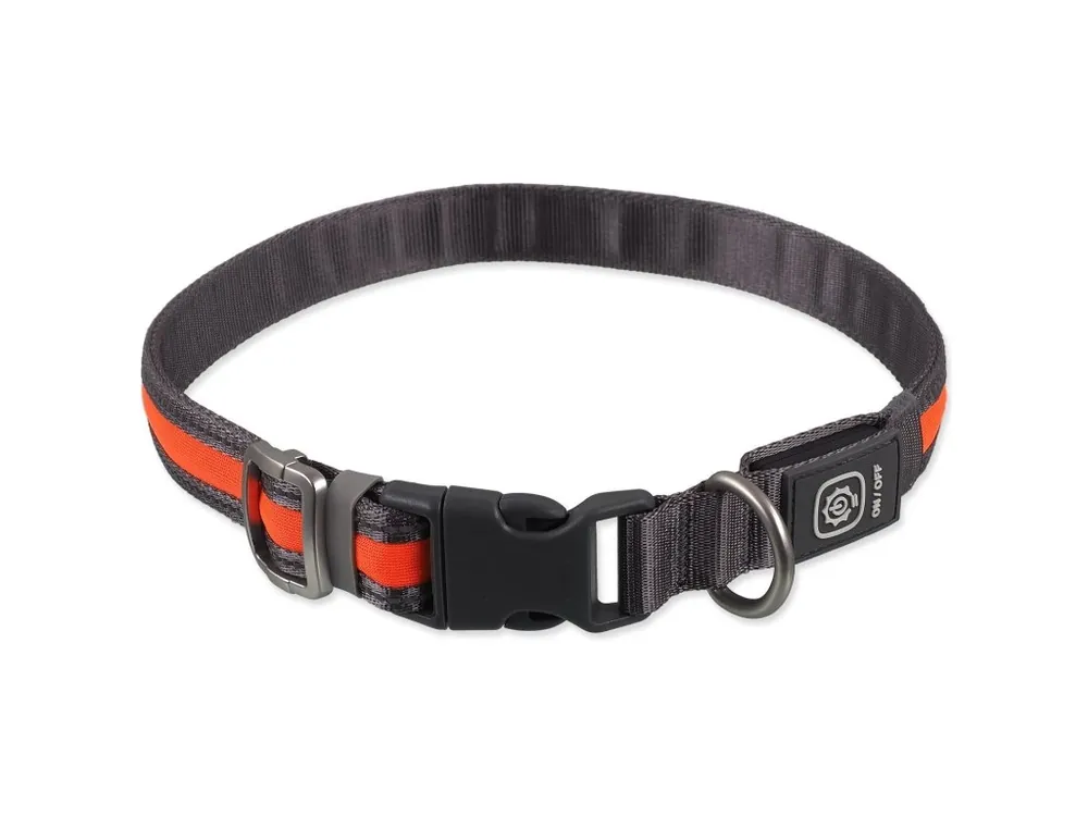 Cenový Hit Obojek Dog Fantasy USB LED nylonový svítící S-M oranžový 1,9x35-50 cm