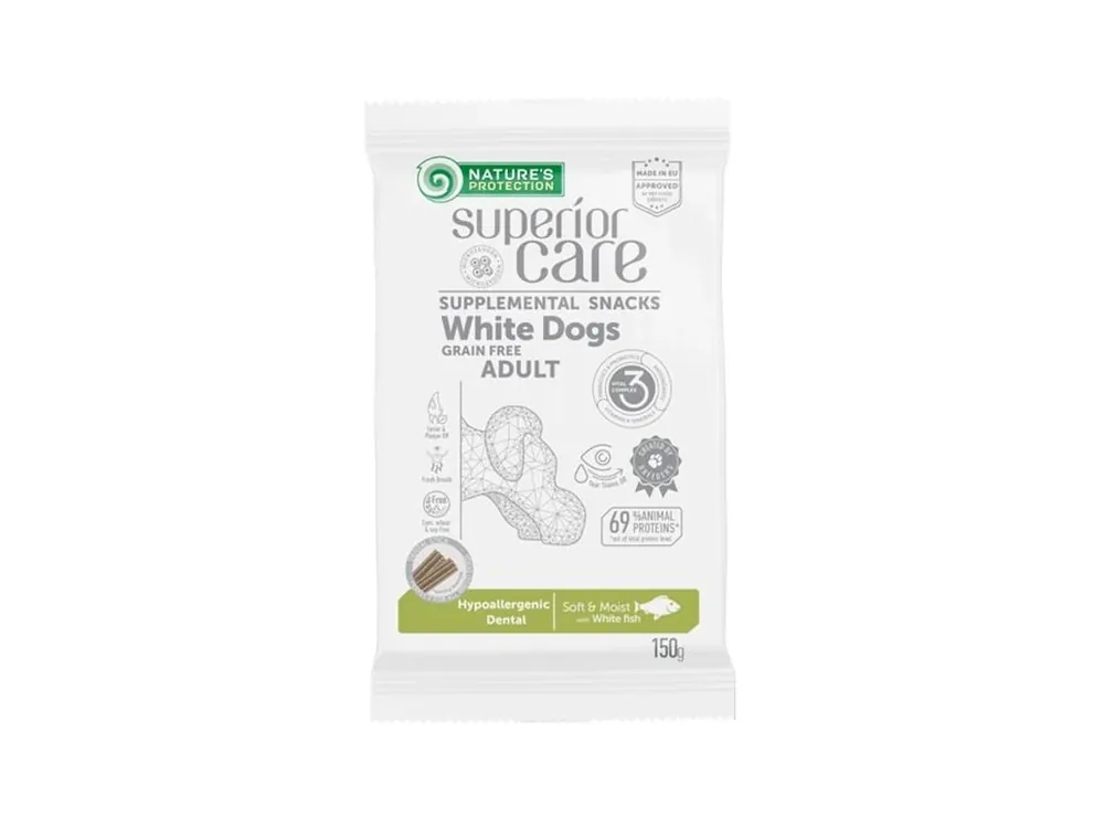 Nature‘s Protection SC WD Hypoallergenic Dental GF White Fish 150 g Sezónní Sleva