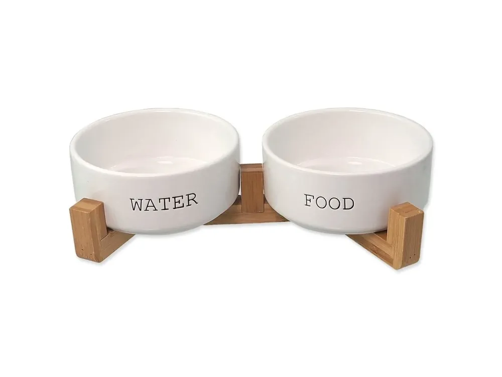 Set Dog Fantasy misky keramické se stojanem bílé 2x 13x5,5cm, 400ml Rychlé Dodání