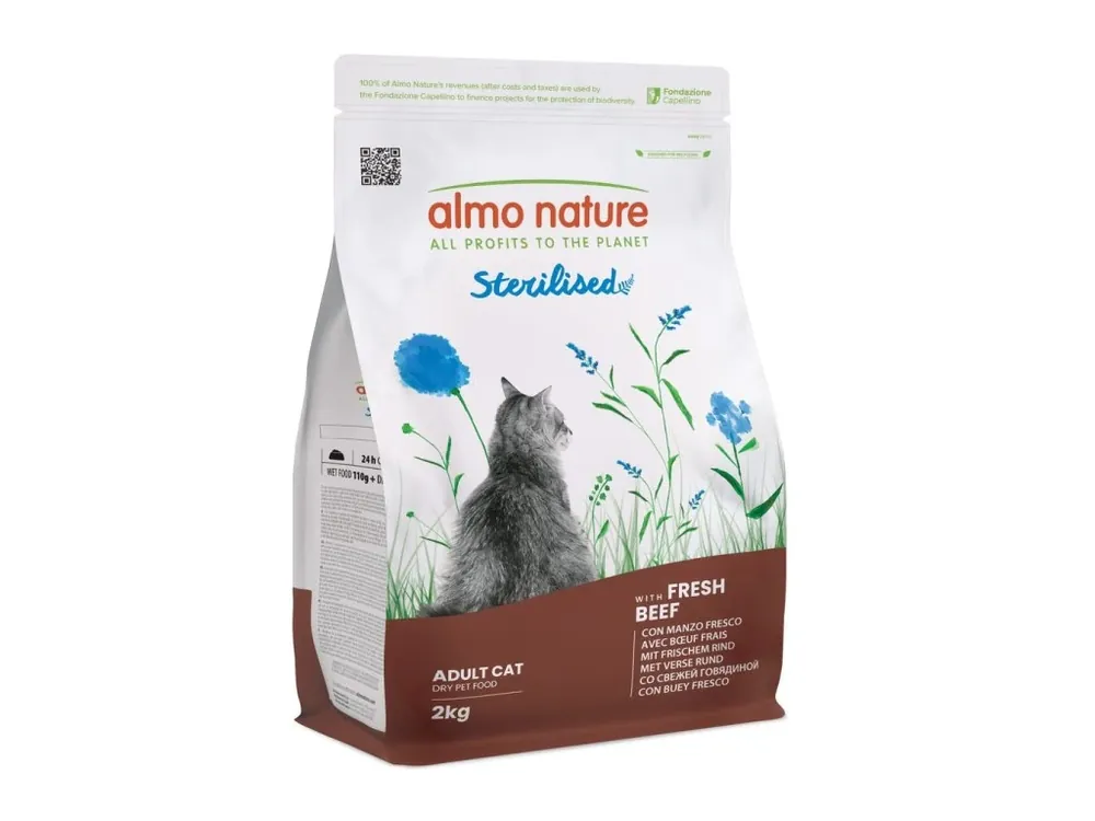 Almo Nature Sterilised - pro kastrované kočky s čerstvým hovězím 2kg Časově Omezené